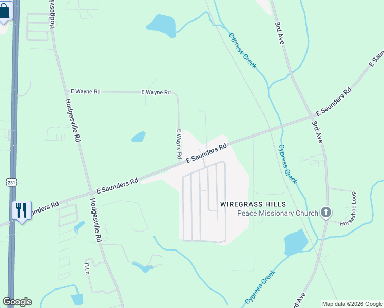 map of restaurants, bars, coffee shops, grocery stores, and more near 1063 East Saunders Road in Dothan