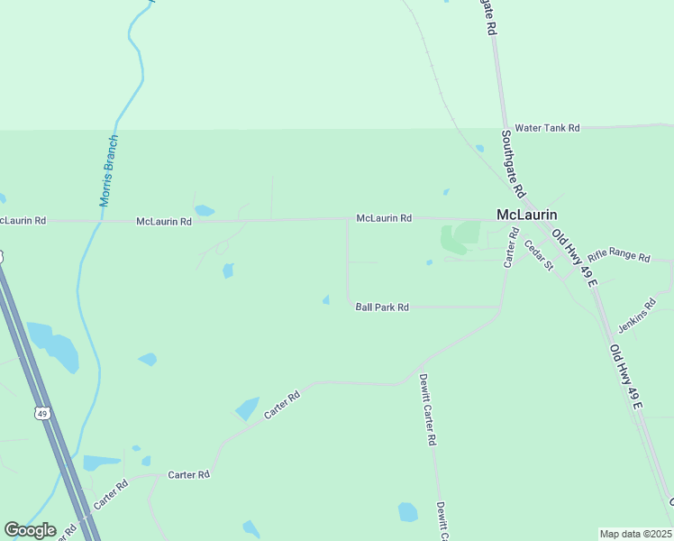 map of restaurants, bars, coffee shops, grocery stores, and more near 101 Ball Park Road in Hattiesburg