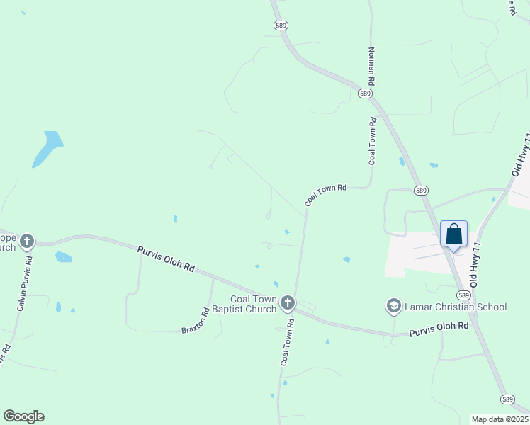 map of restaurants, bars, coffee shops, grocery stores, and more near 33 Adcock Road in Purvis