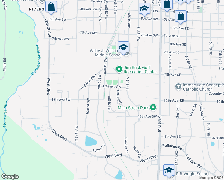 map of restaurants, bars, coffee shops, grocery stores, and more near 1171 6th Street Southwest in Moultrie