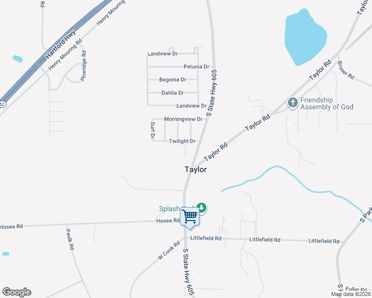 map of restaurants, bars, coffee shops, grocery stores, and more near 102 Twilight Dr in Taylor