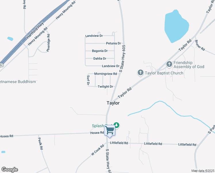 map of restaurants, bars, coffee shops, grocery stores, and more near 102 Twilight Dr in Taylor