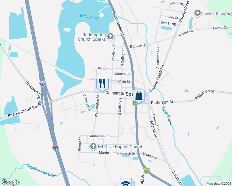map of restaurants, bars, coffee shops, grocery stores, and more near 203 Colquitt Street in Sparks