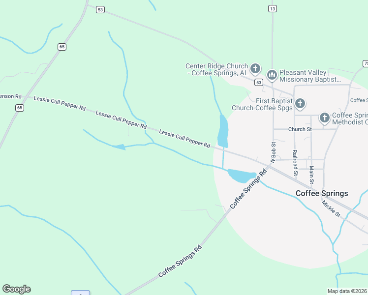 map of restaurants, bars, coffee shops, grocery stores, and more near 861 Lessie Cull Pepper Road in Coffee Springs