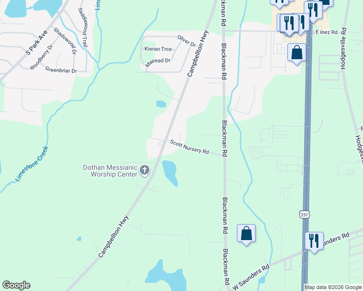 map of restaurants, bars, coffee shops, grocery stores, and more near 243-399 Scott Nursery Road in Rehobeth