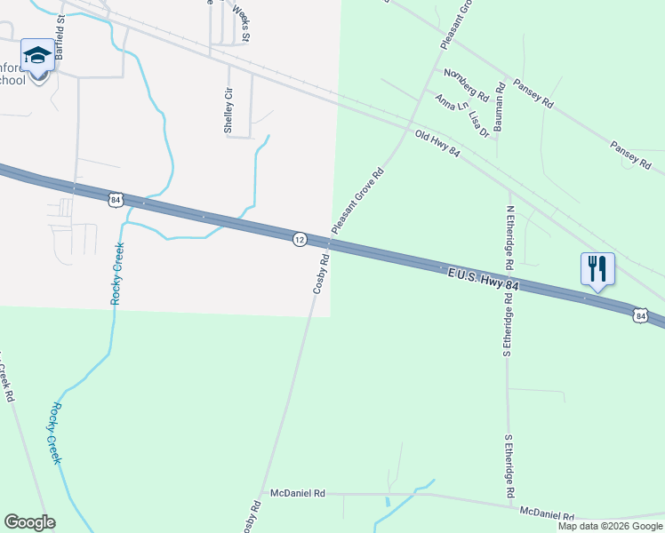 map of restaurants, bars, coffee shops, grocery stores, and more near 111 Cosby Road in Ashford