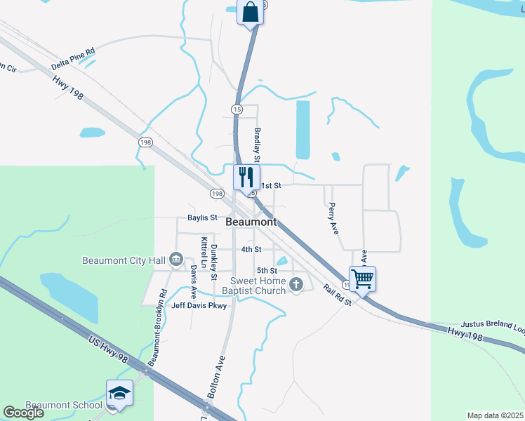 map of restaurants, bars, coffee shops, grocery stores, and more near 2000-2012 Mary Avenue in Beaumont
