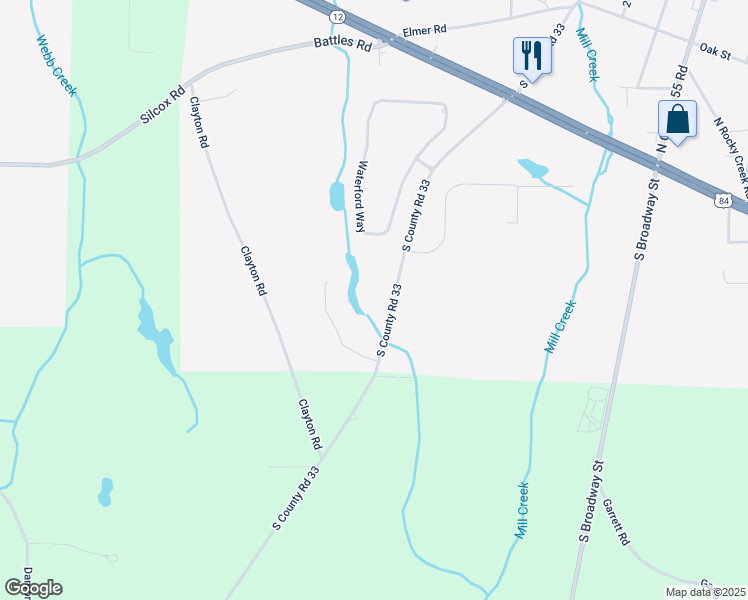 map of restaurants, bars, coffee shops, grocery stores, and more near 606 South County Road 33 in Ashford