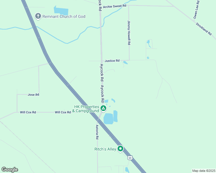 map of restaurants, bars, coffee shops, grocery stores, and more near 1197 Aycock Road in Waycross