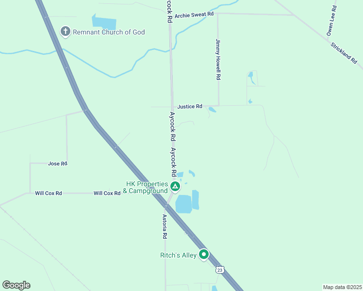map of restaurants, bars, coffee shops, grocery stores, and more near 1197 Aycock Road in Waycross