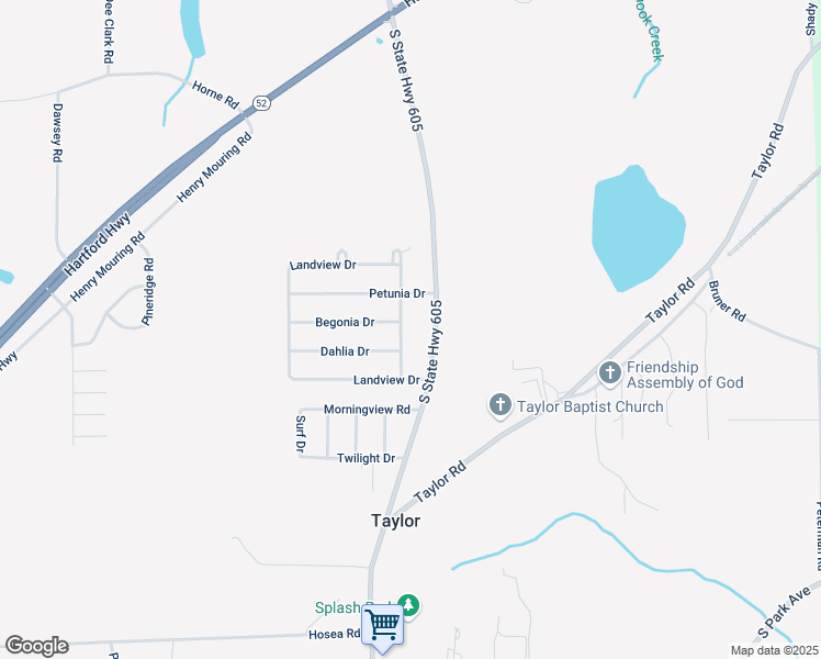 map of restaurants, bars, coffee shops, grocery stores, and more near 728 County Road 59 in Taylor