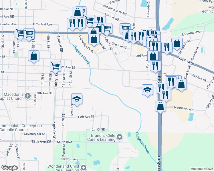 map of restaurants, bars, coffee shops, grocery stores, and more near in Moultrie
