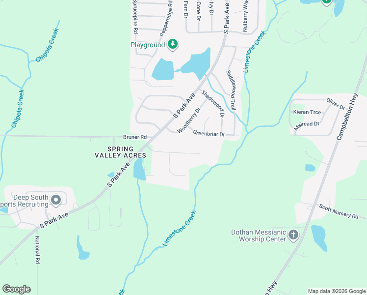 map of restaurants, bars, coffee shops, grocery stores, and more near 203 Creek Ridge Road in Dothan
