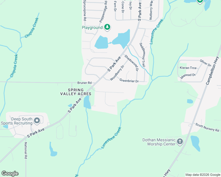 map of restaurants, bars, coffee shops, grocery stores, and more near 203 Creek Ridge Road in Dothan