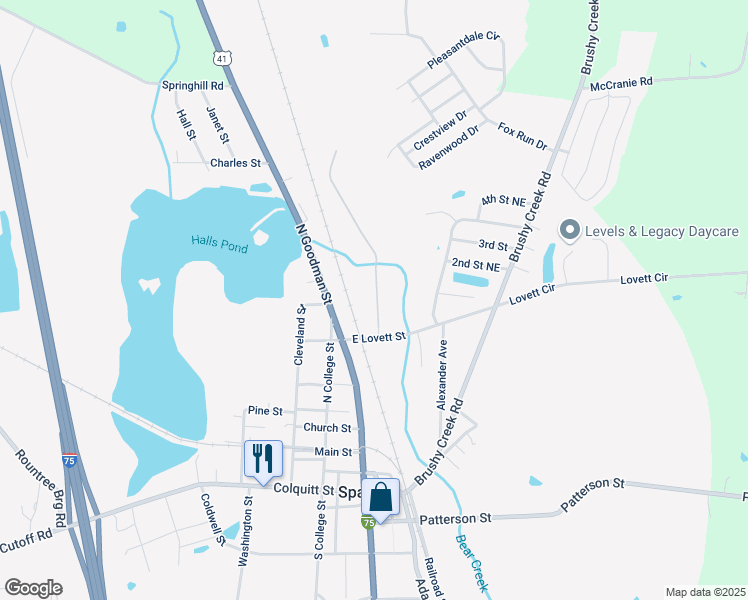 map of restaurants, bars, coffee shops, grocery stores, and more near 105 East Lovett Street in Sparks