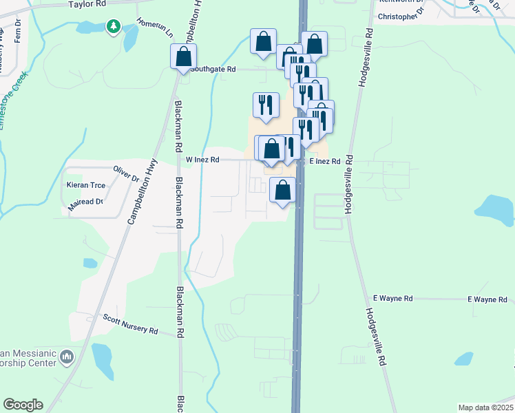 map of restaurants, bars, coffee shops, grocery stores, and more near 401 West Inez Road in Dothan