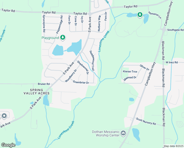 map of restaurants, bars, coffee shops, grocery stores, and more near 2204 Saddlewood Trail in Dothan