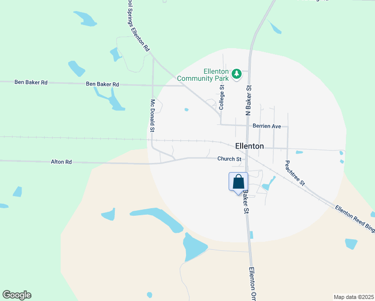 map of restaurants, bars, coffee shops, grocery stores, and more near 141 Church Street in Ellenton