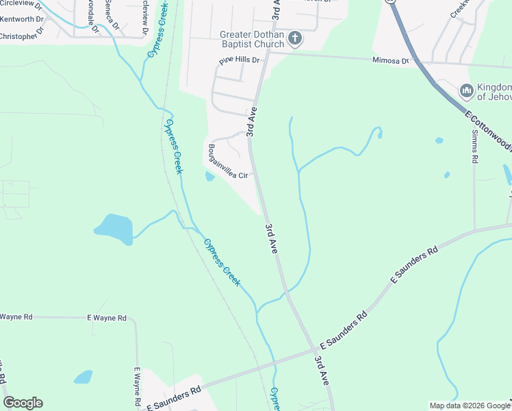 map of restaurants, bars, coffee shops, grocery stores, and more near 3326 3rd Avenue in Dothan