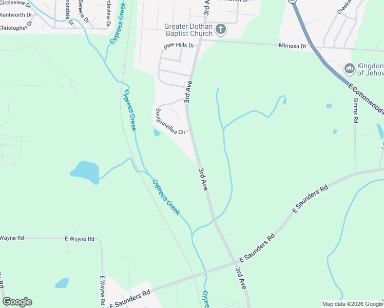 map of restaurants, bars, coffee shops, grocery stores, and more near 3326 3rd Avenue in Dothan