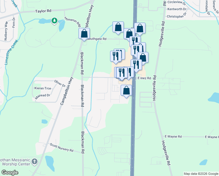 map of restaurants, bars, coffee shops, grocery stores, and more near 121 Thistlewood Dr in Dothan