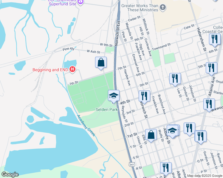 map of restaurants, bars, coffee shops, grocery stores, and more near in Brunswick