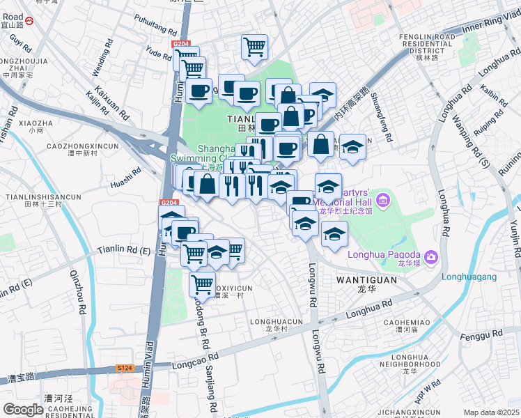 map of restaurants, bars, coffee shops, grocery stores, and more near in 