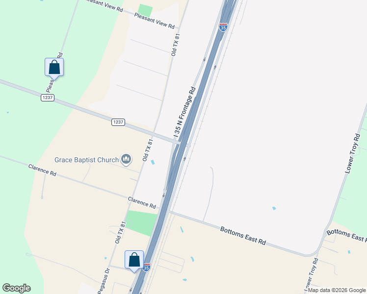 map of restaurants, bars, coffee shops, grocery stores, and more near North Interstate Highway 35 in Troy