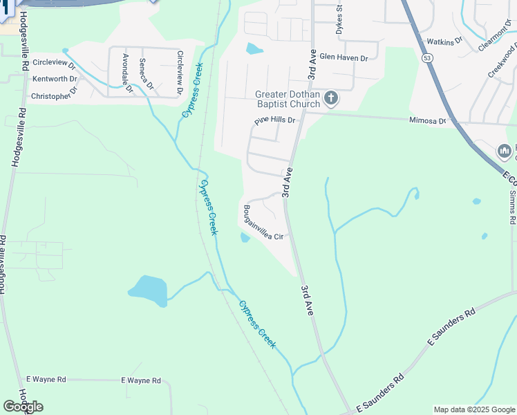 map of restaurants, bars, coffee shops, grocery stores, and more near 102 Lily Trce in Dothan