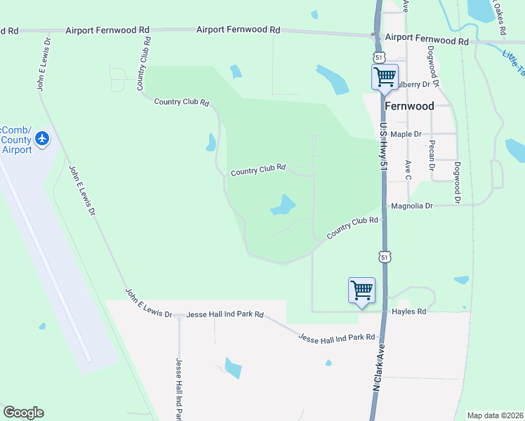 map of restaurants, bars, coffee shops, grocery stores, and more near 1024 Courtney Drive in McComb