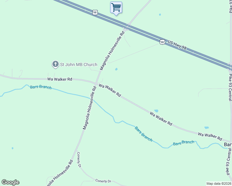 map of restaurants, bars, coffee shops, grocery stores, and more near 2181 Wa Walker Road in McComb