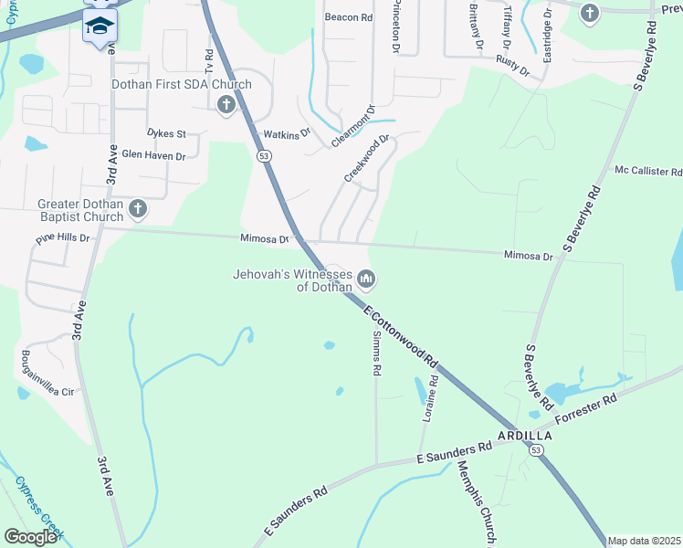 map of restaurants, bars, coffee shops, grocery stores, and more near 112 Scarlet oaks Court in Dothan