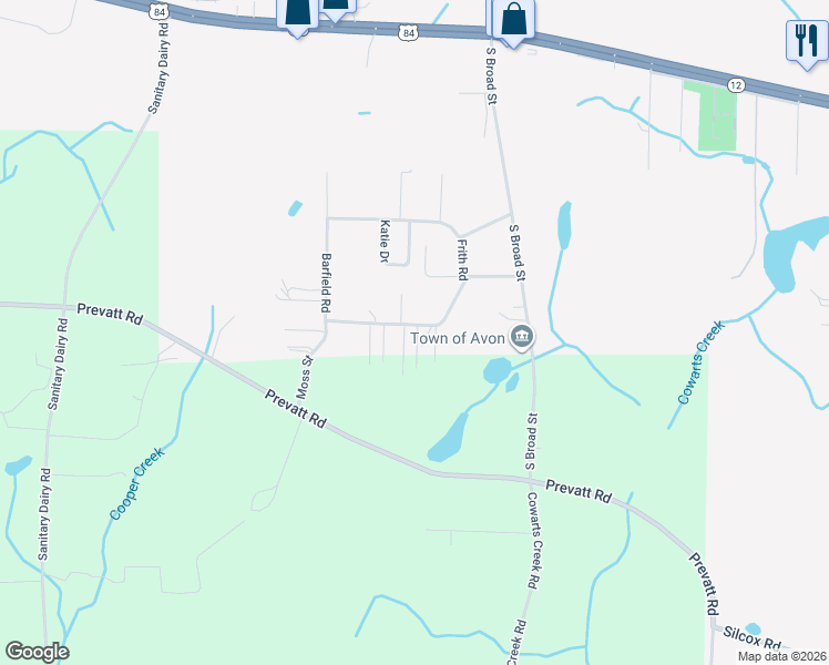 map of restaurants, bars, coffee shops, grocery stores, and more near 890 Barfield Road in Cowarts