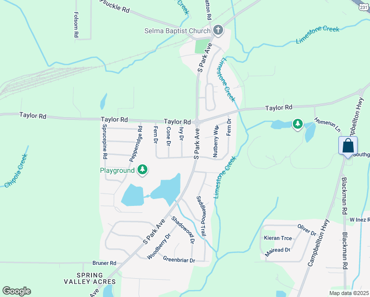 map of restaurants, bars, coffee shops, grocery stores, and more near 1609 Ivy Drive in Dothan