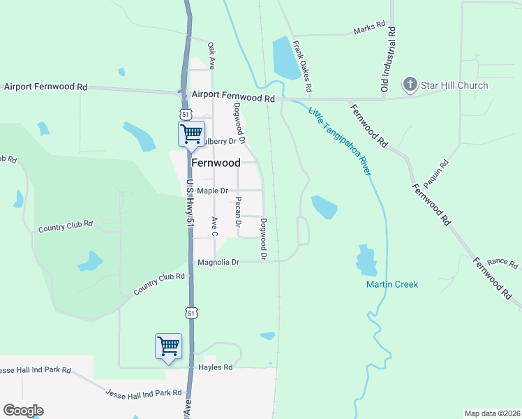 map of restaurants, bars, coffee shops, grocery stores, and more near 1039 Dogwood Drive in Fernwood