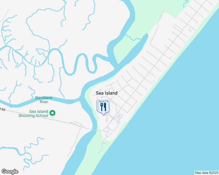 map of restaurants, bars, coffee shops, grocery stores, and more near 1106 River Club Drive in Sea Island