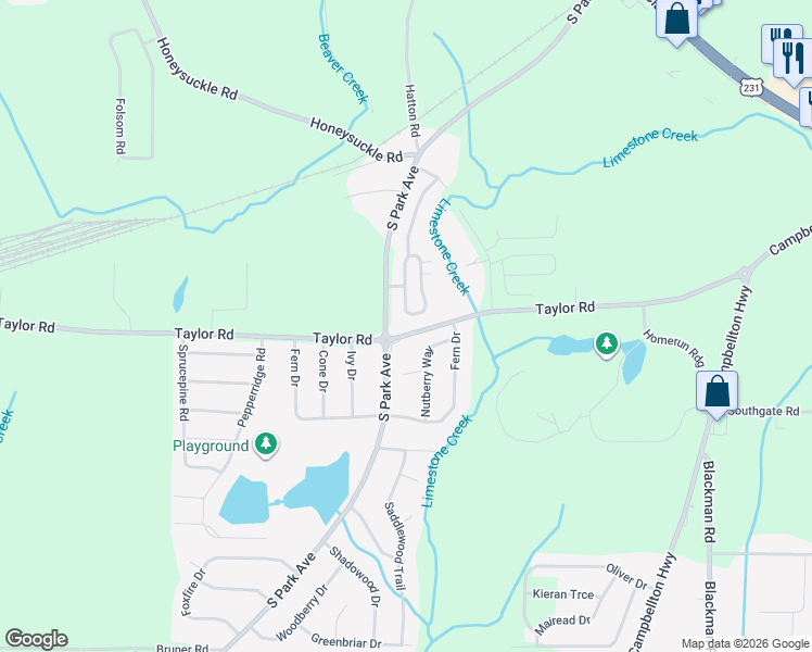 map of restaurants, bars, coffee shops, grocery stores, and more near 3605-3699 South Park Avenue in Dothan