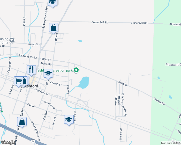 map of restaurants, bars, coffee shops, grocery stores, and more near 916 Main Street in Ashford