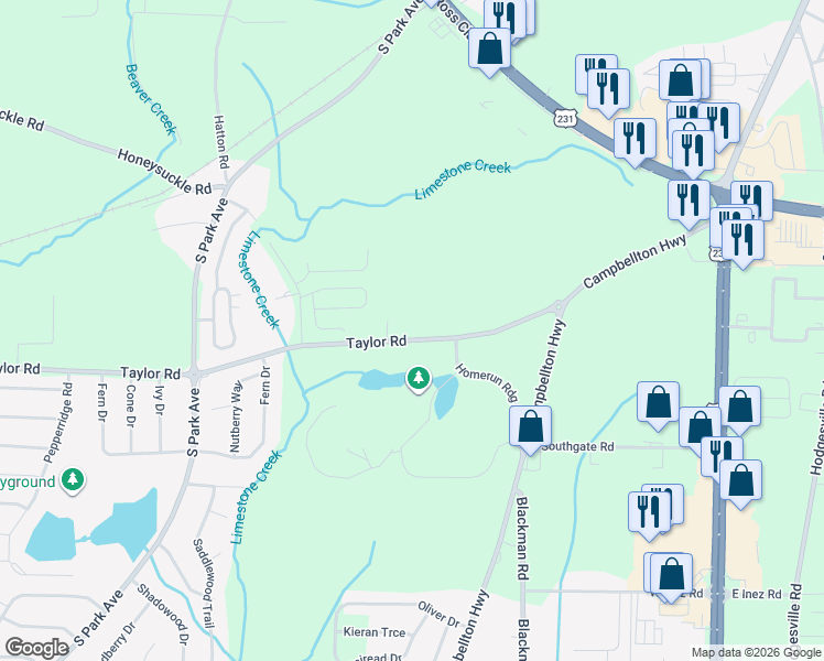 map of restaurants, bars, coffee shops, grocery stores, and more near 480 Taylor Road in Dothan
