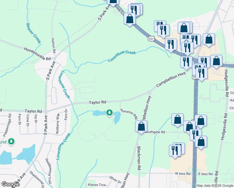map of restaurants, bars, coffee shops, grocery stores, and more near 480 Taylor Road in Dothan