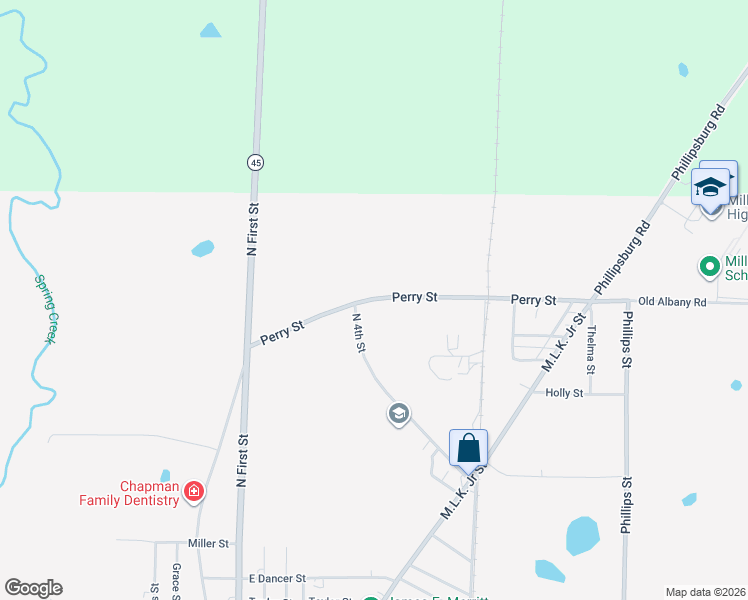 map of restaurants, bars, coffee shops, grocery stores, and more near 70 Perry Street in Colquitt