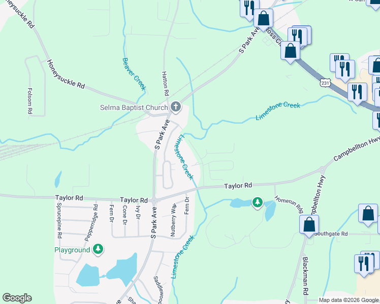 map of restaurants, bars, coffee shops, grocery stores, and more near 336 Moore Road in Dothan