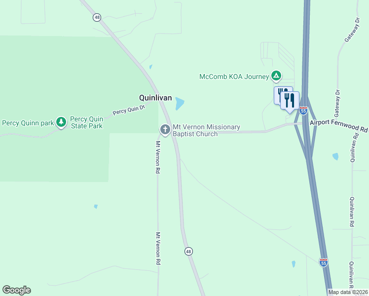 map of restaurants, bars, coffee shops, grocery stores, and more near 4016 Mississippi 48 in McComb