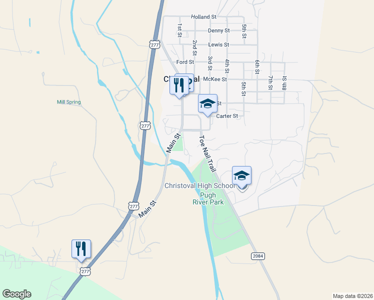 map of restaurants, bars, coffee shops, grocery stores, and more near 20199 Playland Park in Christoval