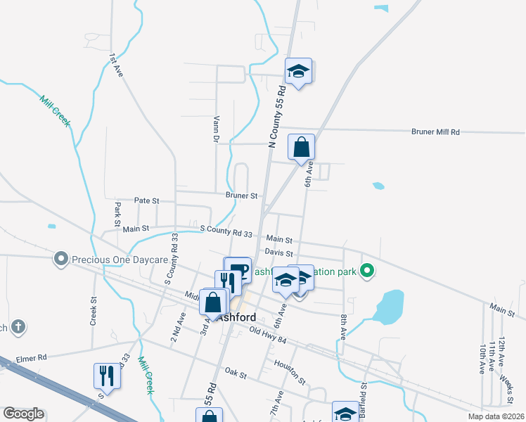 map of restaurants, bars, coffee shops, grocery stores, and more near Columbia Road in Ashford