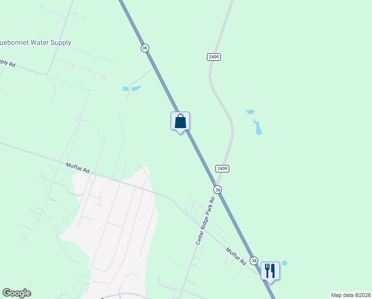 map of restaurants, bars, coffee shops, grocery stores, and more near 11425 Texas 36 in Temple