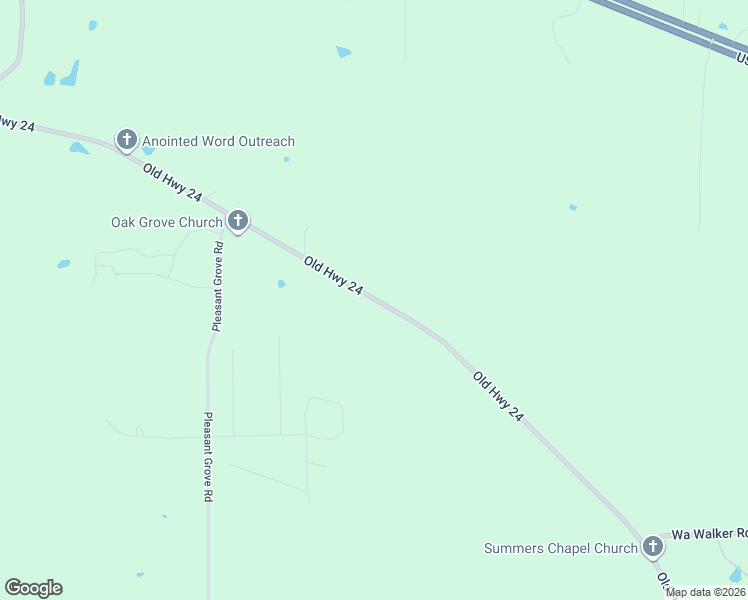 map of restaurants, bars, coffee shops, grocery stores, and more near Old 24 Highway in Magnolia