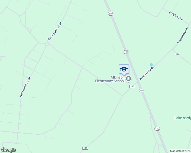 map of restaurants, bars, coffee shops, grocery stores, and more near 66 Eagles Crest in Brantley County