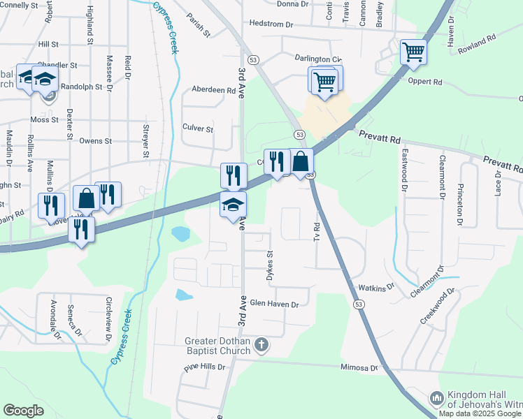 map of restaurants, bars, coffee shops, grocery stores, and more near 1793 Ross Clark Circle in Dothan