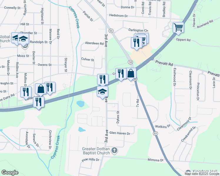 map of restaurants, bars, coffee shops, grocery stores, and more near 1793 Ross Clark Circle in Dothan